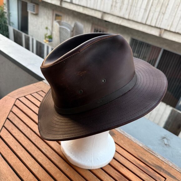 Henschel Hat Co. Brown Leather Fedora - Picture 2 of 7